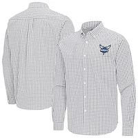 Men's Antigua Charlotte Hornets Ellis Woven Tri-Blend Button-Down Shirt