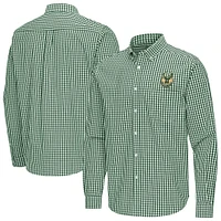 Men's Antigua Hunter Green Milwaukee Bucks Ellis Woven Tri-Blend Button-Down Shirt