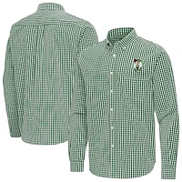 Men's Antigua Kelly Green Boston Celtics Ellis Woven Tri-Blend Button-Down Shirt