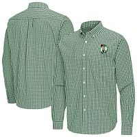 Men's Antigua Kelly Green Boston Celtics Ellis Woven Tri-Blend Button-Down Shirt