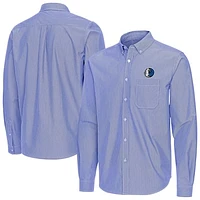 Men's Antigua Blue Dallas Mavericks Porter Woven Long Sleeve Button-Down Shirt