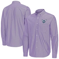 Men's Antigua Purple Charlotte Hornets Porter Woven Long Sleeve Button-Down Shirt