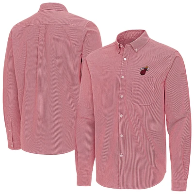 Men's Antigua Miami Heat Porter Woven Long Sleeve Button-Down Shirt