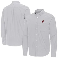 Men's Antigua Miami Heat Porter Woven Long Sleeve Button-Down Shirt