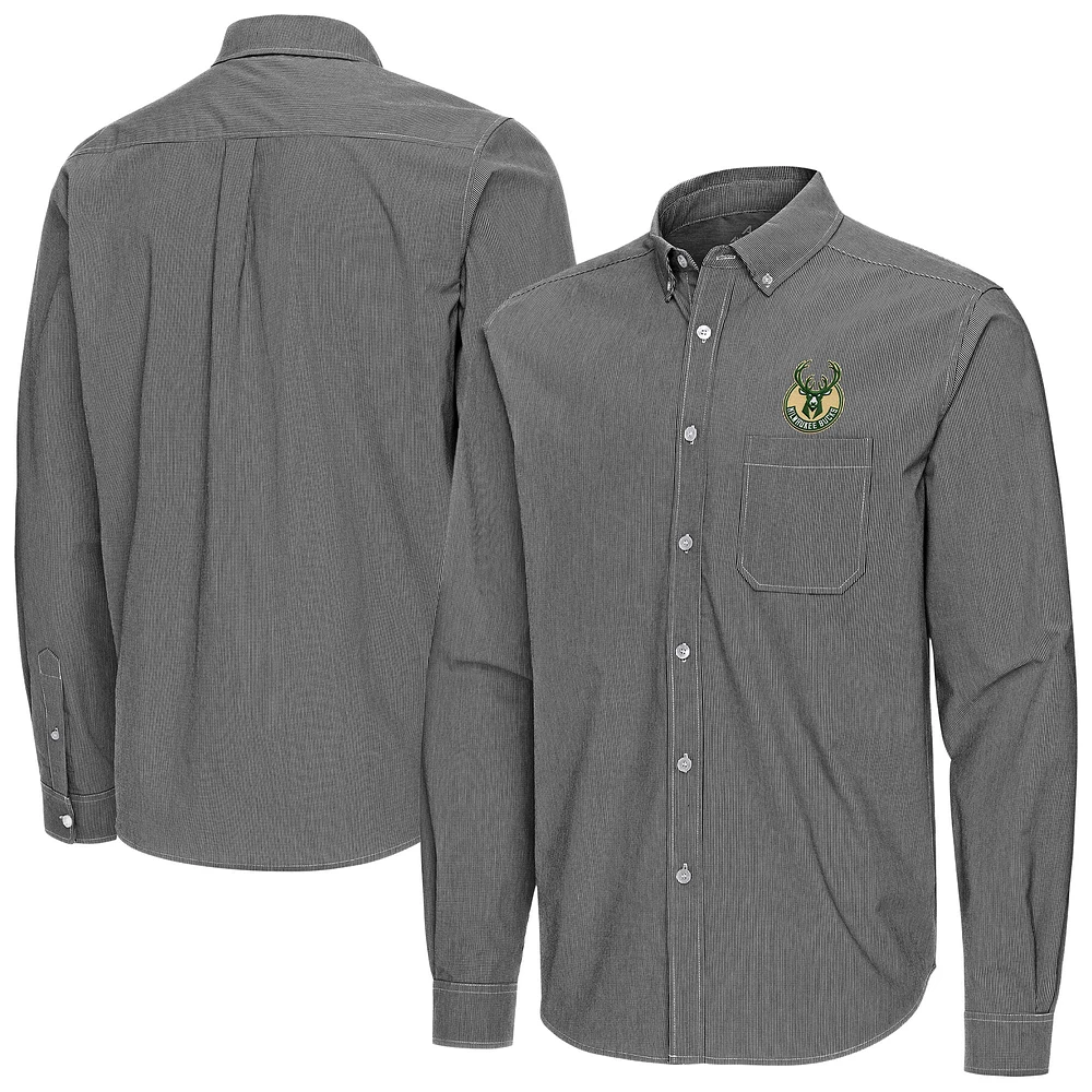 Men's Antigua Milwaukee Bucks Porter Woven Long Sleeve Button-Down Shirt