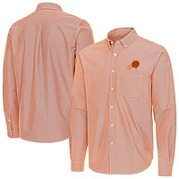 Men's Antigua Burnt Orange Phoenix Suns Porter Woven Long Sleeve Button-Down Shirt