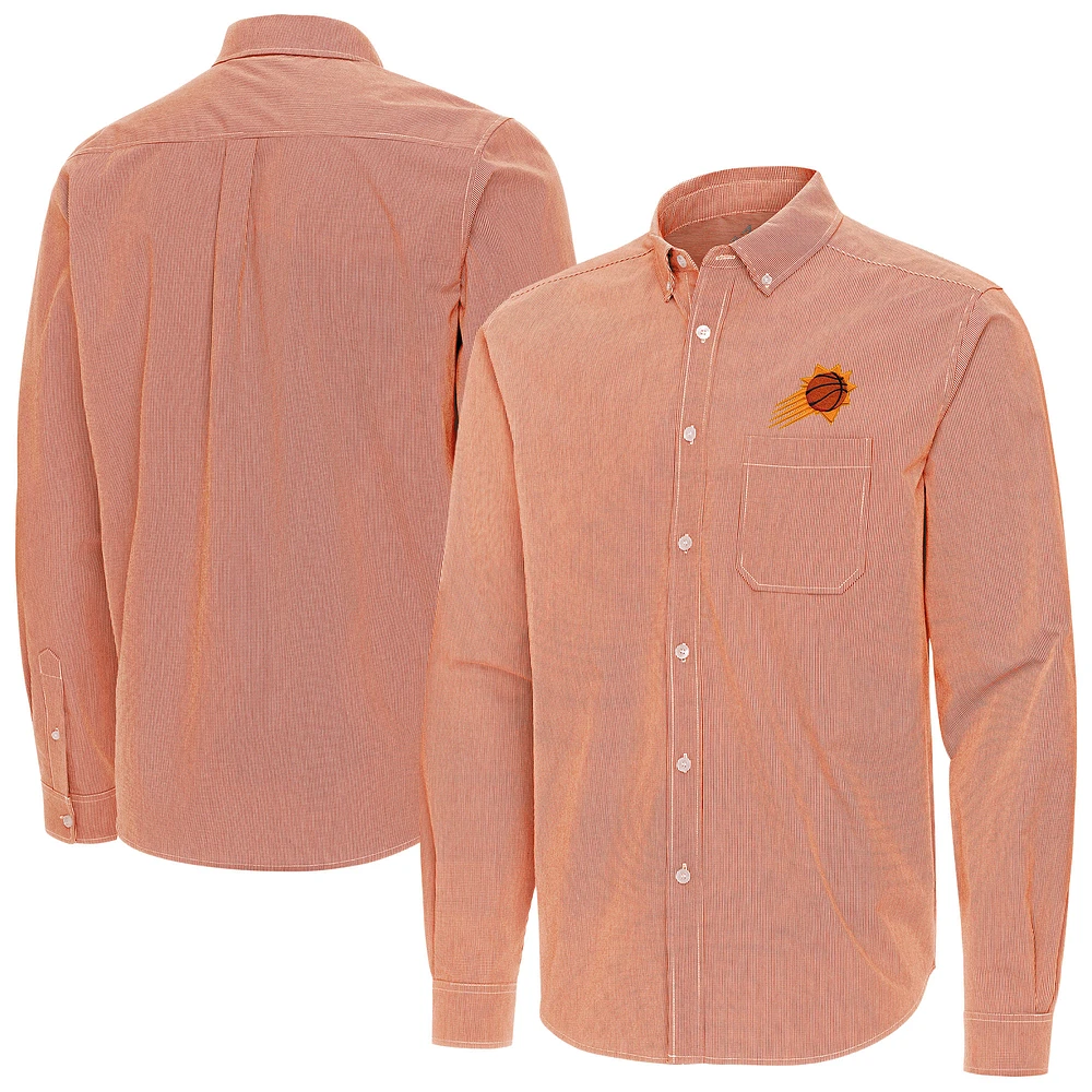 Men's Antigua Burnt Orange Phoenix Suns Porter Woven Long Sleeve Button-Down Shirt