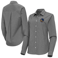 Women's Antigua Golden State Warriors Porter Woven Long Sleeve Button-Up Shirt