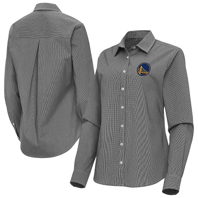 Women's Antigua Golden State Warriors Porter Woven Long Sleeve Button-Up Shirt