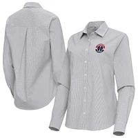 Women's Antigua Gray Washington Wizards Porter Woven Long Sleeve Button-Up Shirt
