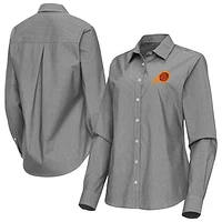 Women's Antigua Black Phoenix Suns Porter Woven Long Sleeve Button-Up Shirt