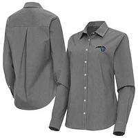 Women's Antigua Black Orlando Magic Porter Woven Long Sleeve Button-Up Shirt