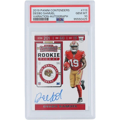 Deebo Samuel San Francisco 49ers Autographed 2019 Panini Contenders Rookie Ticket #113 PSA Authenticated 10 Rookie Card