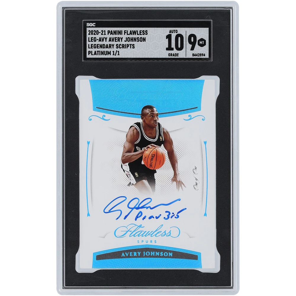 Avery Johnson San Antonio Spurs Autographed 2020-21 Panini Flawless Platinum #LEG-AVY #1/1 SGC Authenticated 9/10 Card with "Prov 3:5" Inscription