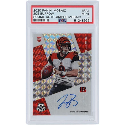 Joe Burrow Cincinnati Bengals Autographed 2020 Panini Mosaic #RA1 PSA Authenticated 9 Rookie Card