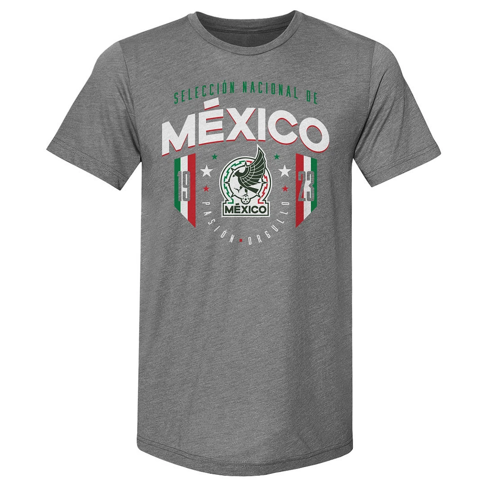 Men's 500 Level Gray Mexico National Team 1923 Premium Tri-Blend T-Shirt
