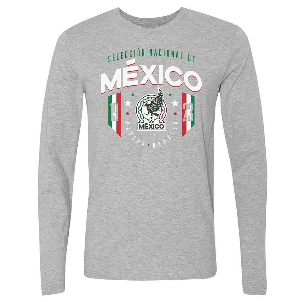 Men's 500 Level Heather Gray Mexico National Team 1923 Long Sleeve T-Shirt