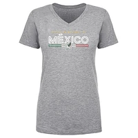 Women's 500 Level  Heather Gray Mexico National Team Inline V-Neck T-Shirt