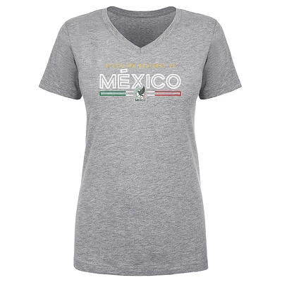 Women's 500 Level  Heather Gray Mexico National Team Inline V-Neck T-Shirt