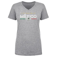 Women's 500 Level  Heather Gray Mexico National Team Inline V-Neck T-Shirt