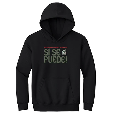 Youth 500 Level  Black Mexico National Team Si Se Puede Inline Bold Pullover Hoodie