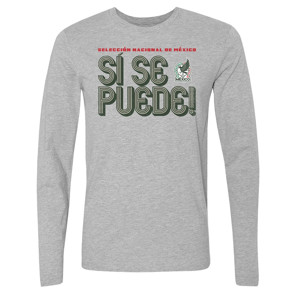 Men's 500 Level Heather Gray Mexico National Team Si Se Puede Inline Bold Long Sleeve T-Shirt