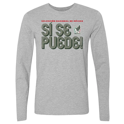 Men's 500 Level  Heather Gray Mexico National Team Si Se Puede Inline Bold Long Sleeve T-Shirt