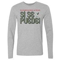 Men's 500 Level  Heather Gray Mexico National Team Si Se Puede Inline Bold Long Sleeve T-Shirt