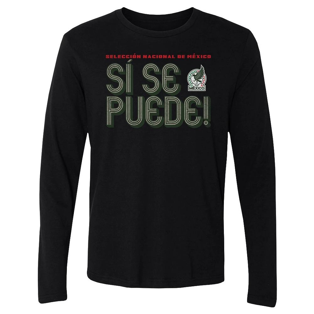 Men's 500 Level Black Mexico National Team Si Se Puede Inline Bold Long Sleeve T-Shirt