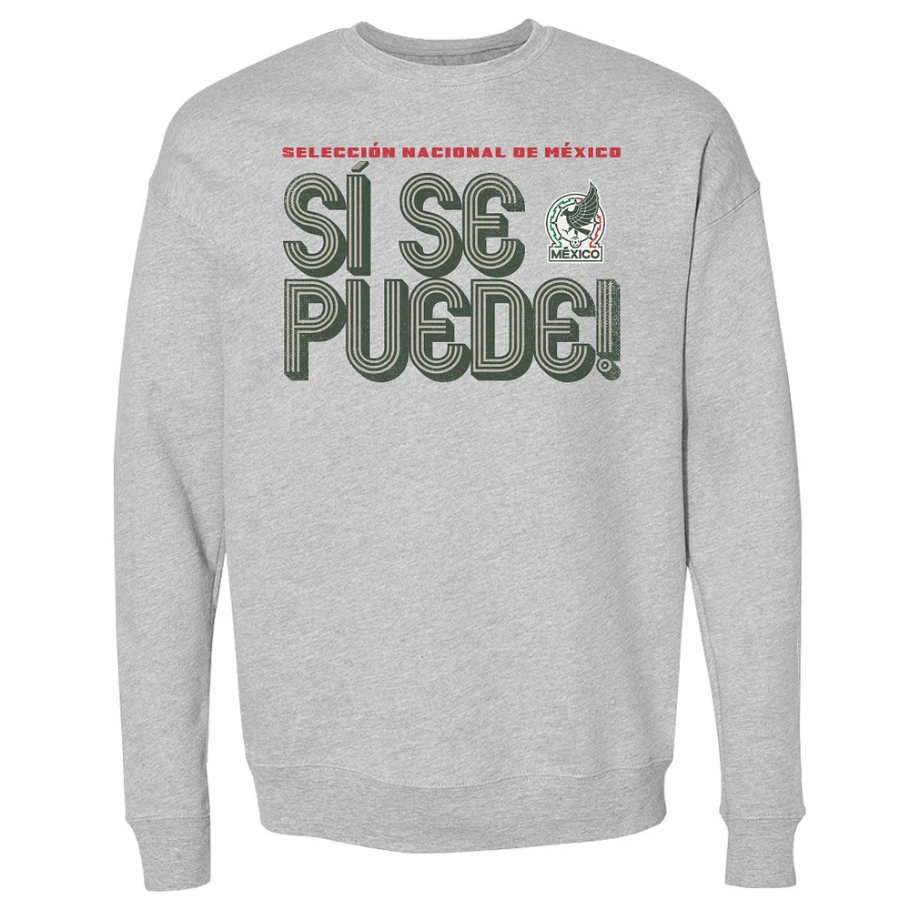Men's 500 Level Heather Gray Mexico National Team Si Se Puede Inline Bold Pullover Sweatshirt