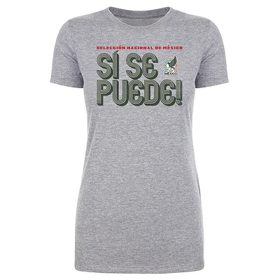 Women's 500 Level  Heather Gray Mexico National Team Si Se Puede Inline Bold T-Shirt