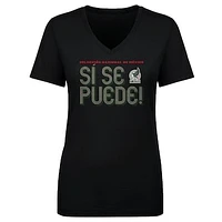 Women's 500 Level  Black Mexico National Team Si Se Puede Inline Bold V-Neck T-Shirt
