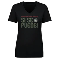 Women's 500 Level  Black Mexico National Team Si Se Puede Inline Bold V-Neck T-Shirt