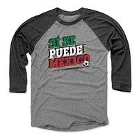 Men's 500 Level  Black/Heather Gray Mexico National Team Si Se Puede Raglan 3/4-Sleeve Baseball T-Shirt