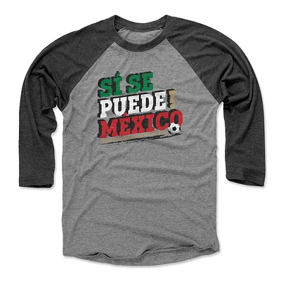Men's 500 Level  Black/Heather Gray Mexico National Team Si Se Puede Raglan 3/4-Sleeve Baseball T-Shirt