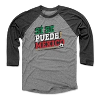 Men's 500 Level  Black/Heather Gray Mexico National Team Si Se Puede Raglan 3/4-Sleeve Baseball T-Shirt