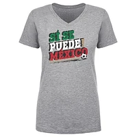 Women's 500 Level Heather Gray Mexico National Team Si Se Puede V-Neck T-Shirt