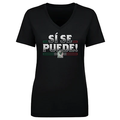 Women's 500 Level  Black Mexico National Team Si Se Puede V-Neck T-Shirt