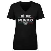 Women's 500 Level  Black Mexico National Team Si Se Puede V-Neck T-Shirt