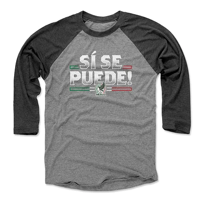 Unisex 500 Level  Black/Heather Gray Mexico National Team Si Se Puede Raglan 3/4-Sleeve Baseball T-Shirt