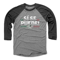 Unisex 500 Level  Black/Heather Gray Mexico National Team Si Se Puede Raglan 3/4-Sleeve Baseball T-Shirt