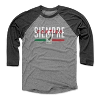 Men's 500 Level Black/Heather Gray Mexico National Team Siempre Contigo 3/4-Sleeve Tri-Blend Baseball T-Shirt
