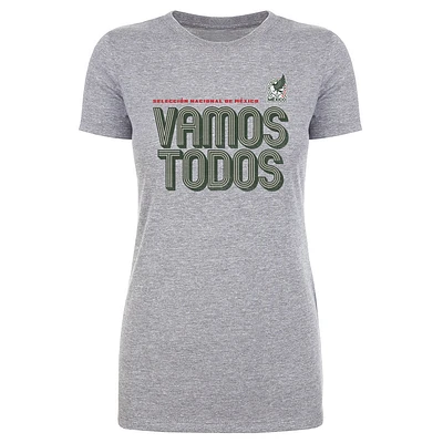 Women's 500 Level  Heather Gray Mexico National Team Vamos Todos Inline Bold T-Shirt