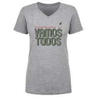 Women's 500 Level Heather Gray Mexico National Team Vamos Todos Inline Bold V-Neck T-Shirt