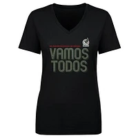 Women's 500 Level Black Mexico National Team Vamos Todos Inline Bold V-Neck T-Shirt