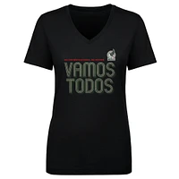 Women's 500 Level Black Mexico National Team Vamos Todos Inline Bold V-Neck T-Shirt