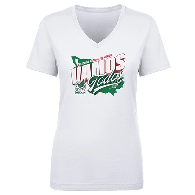 Women's 500 Level White Mexico National Team Vamos Todos Country V-Neck T-Shirt