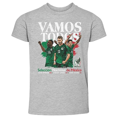 Toddler 500 Level Heather Gray Mexico National Team Vamos Todos Julián Quiñones, Santiago Giménez & Edson Álvarez T-Shirt