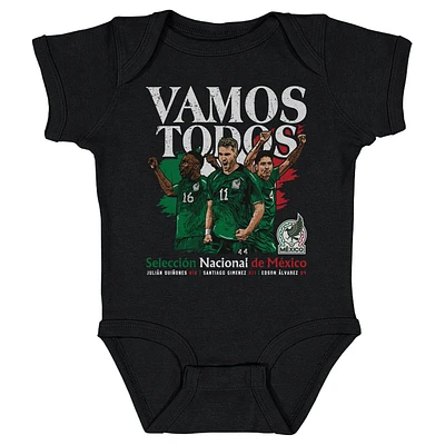 Infant 500 Level Black Mexico National Team Vamos Todos Julián Quiñones, Santiago Giménez & Edson Álvarez Bodysuit