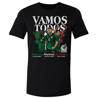 Men's 500 Level Black Mexico National Team Vamos Todos Julián Quiñones, Santiago Giménez & Edson Álvarez T-Shirt